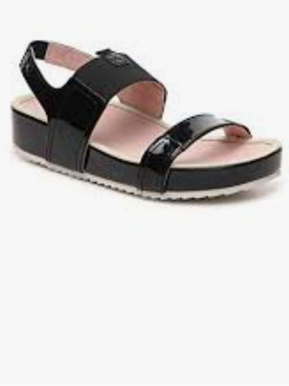 TARYN By TARYN ROSE ADEA Black Patent Sandal with Pink Footbed Sz 7.5